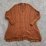 Free People  orange chunky knit oversize sweater size S Photo 5