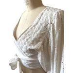 L*SPACE Eyelet Amalfi Crop Top in White Size Small Photo 1