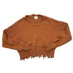 Dreamers by Debut XS Frayed Rust Orange Distressed Crop Sweater Boho Cropped Brown Photo 7