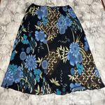 American Vintage Y2K 90s floral retro midi skirt stretch pull on size large black blue boho Photo 5
