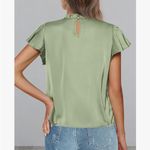 PRETTYGARDEN Green Satin Top Photo 2
