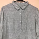 Tahari  Women’s Linen Green Mother of Pearl Button-Up Long Sleeve Shirt Photo 1