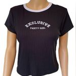 Stella Tweed NEW Black White Exclusive Party Girl Novelty Bimbo Cropped T Shirt Photo 0