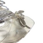 Wild Diva Y2K VTG. SILVER PEARL RHINESTONE CLEAR KITTEN HEEL SANDALS SZ. 9 Photo 7