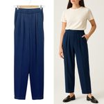 St. John  Collection Santana Knit Pants Navy Blue Pleated Trousers Size 4 USA Photo 9