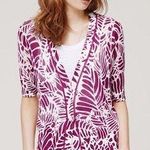 Loft Ann Taylor  Stenciled Leaf Sheer Short Sleeve Cardigan Light Coverup Top Photo 1