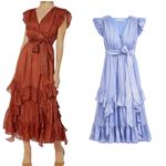 Marie Oliver Silk Uma Ruffle Midi Dress in Blue Jay Size M Photo 10