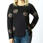 Lucky Brand Gray Embroidered Floral Sweatshirt Distressed Size S Photo 0
