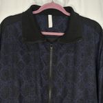 Athleta  Brooklyn Track Bomber Womens XL Blue Snake Print Full Zip‎ Jacket Photo 2