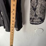 New York City Y2k Paisley Print Silk Blouse Top Long Bell Slv Western Grunge Black Photo 4