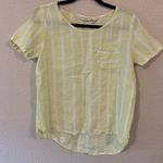 Yellow and white linen shirt, size S, 100% linen Photo 0