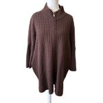 St. John Collection  Brown Cable Knit 100% Wool Zip Front‎ Cardigan Short Sleeve Photo 2