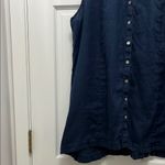 J. Jill Navy 100% Linen Mother of Pearl Sleeveless Tank Top Photo 2