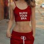 Minga London burn your bra crop tank top red white small Photo 0