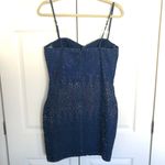 Haute Monde NWOT Dark Wash Denim Rhinestone Fitted Mini Dress Size L Photo 7