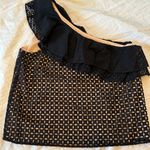 J.Crew  Size 10 Black Nude One-Shoulder Eyelet Ruffle Top Shirt Blouse Photo 2