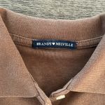 Brandy Melville Womens Brown Caroline Short Sleeve Button Front Collared Top OS Photo 2