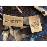 Chico's  0 Size US Small 4 Blue Floral Snap Button Front Long Sleeve Jacket‎ Art Photo 4