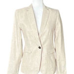 British Khaki One Button Woven Linen Structured Blazer Women's Size XS Light Tan Photo 0