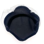 Vintage 1950s Black Velvet Evening Hat Beret Cap Rhinestone Clip With Mesh Veil Photo 8