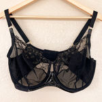 Victoria's Secret Unlined Underwire Demi Bra 40G Black Faux Latex Leather Sheer Photo 0