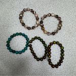 Multicolor elastic beaded bracelets lot of 5 Brown Photo 0