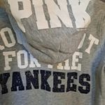 PINK - Victoria's Secret Pink New York Yankees Full Zip Gray Hoodie with Writing on Back‎ Size Small Photo 8