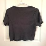 Uniqlo Ribbed Crew Neck Short Sleeve Cropped T-shirt in Gray *Discoloration* Photo 3