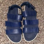 Ecco Womens  Babett Three Strap Blue Leather Sandals Photo 1