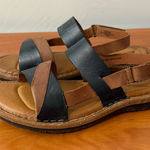 Born Taye Leather Sandals Black Maple Brown Strappy Comfort Slingback Traction 9 Photo 0