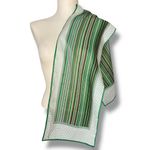 Vintage Striped Scarf‎ Green Tan White Dots Long 10" x 47" Retro Professional Photo 1