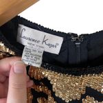 Laurence Kazar Vintage Gown Dress Short Sleeve Embellished 100% Silk Black PXL Photo 7