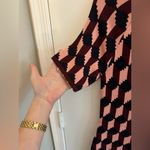 Ann Taylor Knit Geometric Patterned MIDI Dress - Pink Navy Burgundy Photo 4