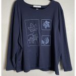 Josephine Chaus  2X Blue Embroidered Floral Blouse Top‎ Resort Travel Boho Fairy Photo 0