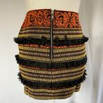 English Rose New Frayed Fringe Embroidered Striped Bandage Mini Skirt Photo 2