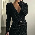 Amen Sequinned Plunge Neck Mini Dress With Jewel Buckle NWT Size 42 Photo 1