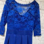 Quarter Sleeve Pleated CockTail Dress Royal Blue NWT Small Lace Top Photo 13