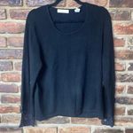 Amanda Smith  Black Ribbed Embroidered Cuff Pullover Sweater Women's Size XL Photo 0