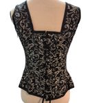 Steel boned Corset Queens sz 30 lace up side zip Black Silver Brocade slimming Photo 4