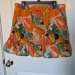 Christian Sirano Jungle Print Cotton Ruffle Mini Skirt Women's XL Orange Photo 1