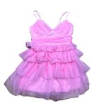 Lulus NWOT  Women's Special Poise Pink Tulle Sleeveless Tiered Mini Dress M Photo 2