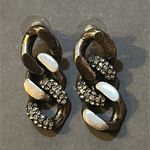 Saint Laurent Crystal Thick Curb Chain Drop Earrings Photo 5