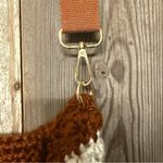 Handcrafted Brown, Cream and Blue Crochet Bag with long adjustable guitar strap Brown Photo 2