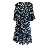 CAbi Kimono Cover Up Women Medium Multicolor Daisy Floral Print Tie Front Duster Photo 4