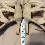 Fergalicious Heartthrob faux suede lace up back zip heeled sandals EUC Photo 6