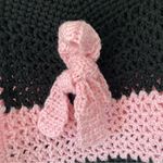 Vintage Handmade 70s Poncho Cape Sweater Pink Black With Bow Granny Size undefined Photo 5