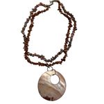 Mother of Pearl and coral double layer statement necklace Pink Photo 7