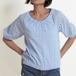 Evereve  Womens Evelyn‎ Cotton Eyelet Top in Light Blue Sz S Spring Pastel Casual Photo 0