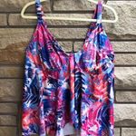 Swimsuits for All Flowy Tankini Swimsuit Top Pink tropical Print size 22 White Photo 0