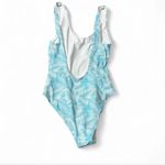 Palm Print One Piece Swimsuit‎ Blue Photo 6